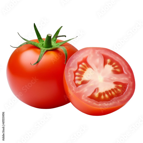 tomato with slice isolated on transparent background cutout