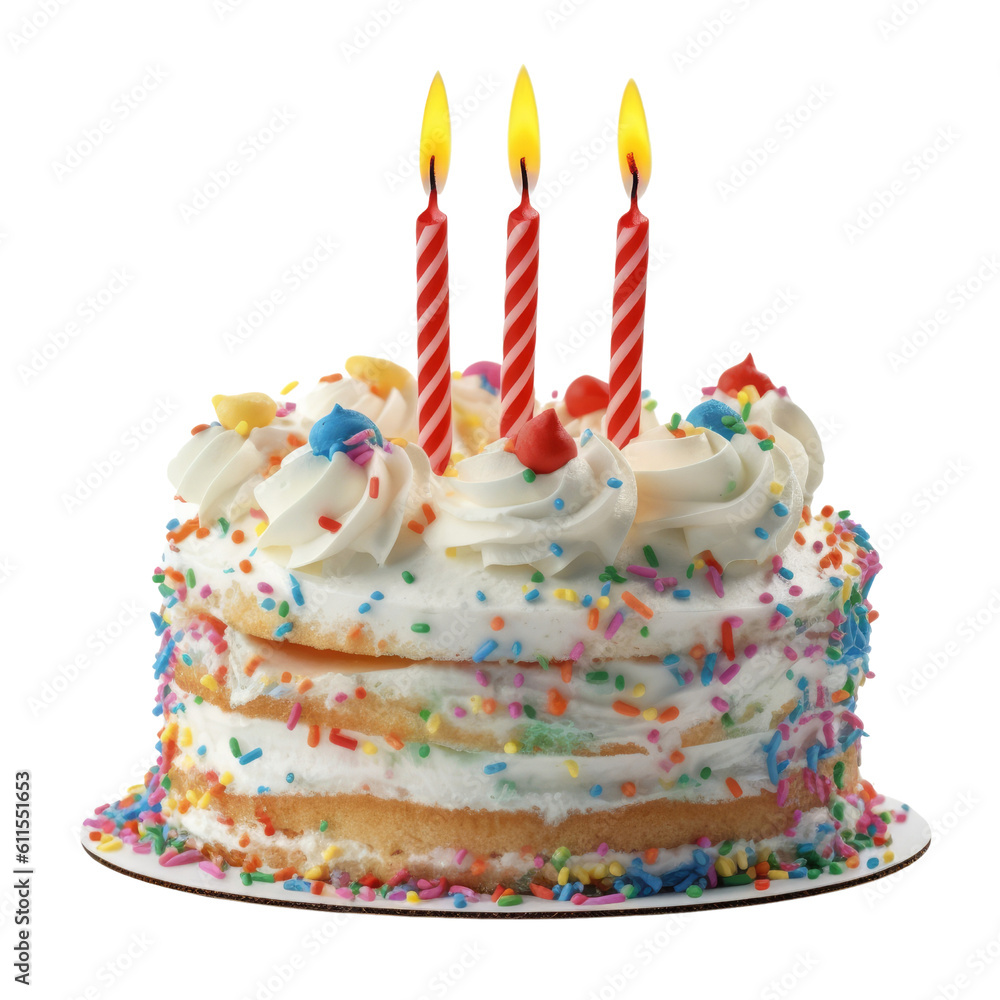 birthday cake with candles isolated on transparent background cutout ...