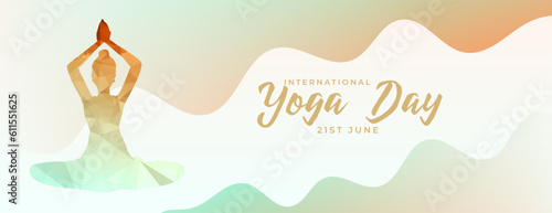happy international yoga day celebration banner for healthy lifestyle