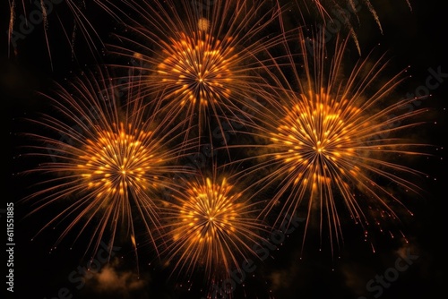 five multicolored fireworks on a black background