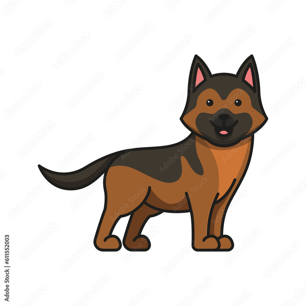 Fototapeta premium German shepherd dog cartoon icon. Animal pet and nature theme. Isolated design. Vector illustration