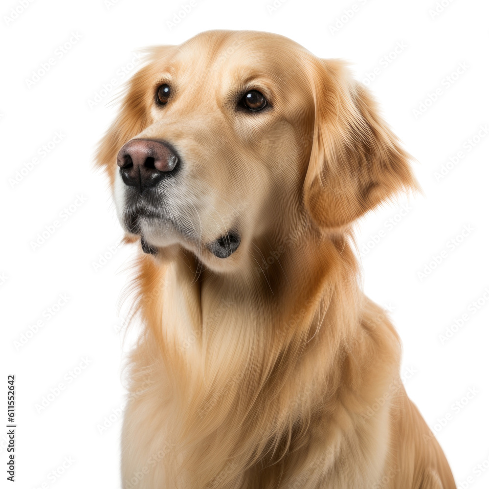 golden retriever dog isolated on transparent background cutout