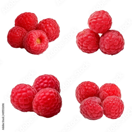 raspberries isolated on transparent background cutout