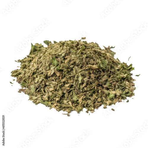 heap of green tea isolated on transparent background cutout