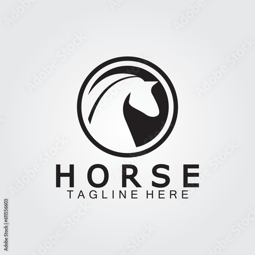 Black horse head silhouette logo vector illustration