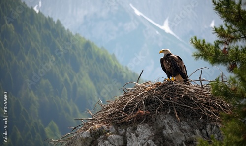 The mountain offered the perfect sanctuary for the eagle's nest Creating using generative AI tools
