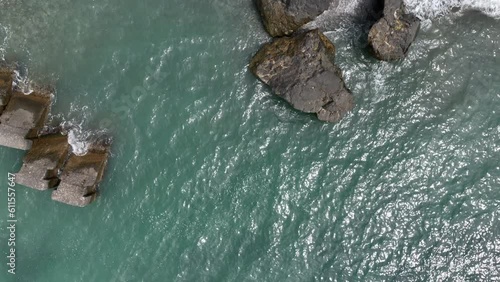 Aerial view of sea waves and fantastic Rocky coast in Tsikhisdziri, Georgia photo