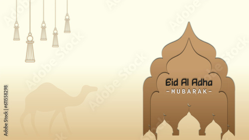 Minimalist template design poster banner background for Eid al-Adha celebration of Muslims