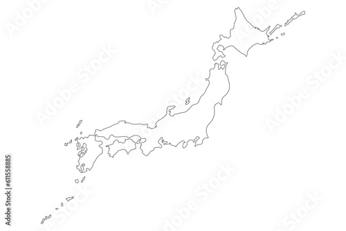 イラスト素材：日本全体地図 都道府県境界線