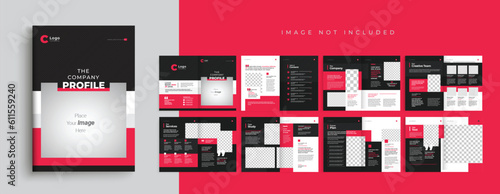 Business brochure template layout design with red color shape. Multipurpose brochure design layout 