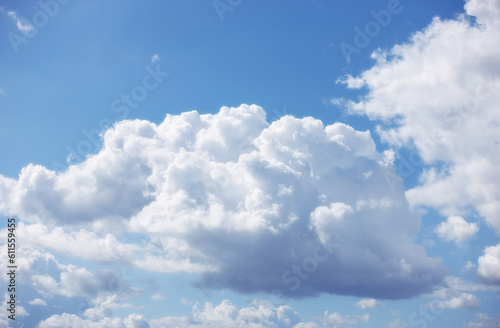Nature  texture and environment with clouds in blue sky for heaven  peace and climate. Sunshine  mockup and dream with fluffy cloudscape in ozone air for freedom  pattern and weather meteorology