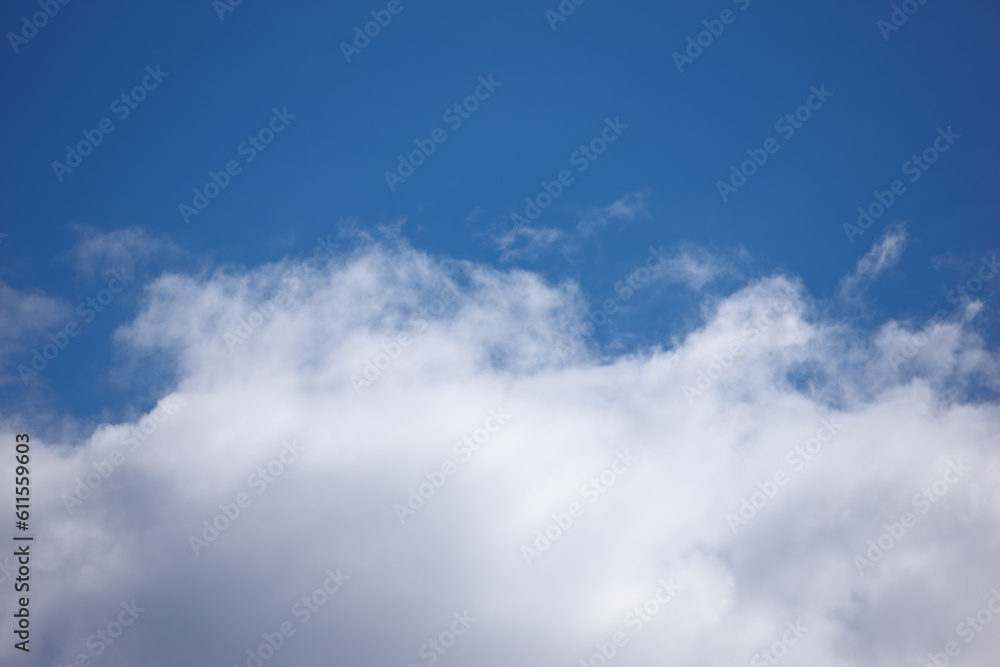 Nature, space and atmosphere with clouds in blue sky for heaven, peace and climate. Sunshine, mockup and dream with fluffy cloudscape in ozone air for freedom, pattern and weather meteorology