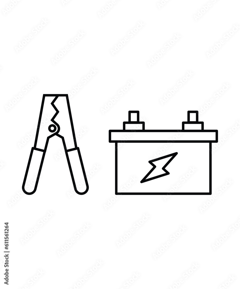 battery with jumper icon, vector best line icon. battery with jumper icon, vector best line icon.