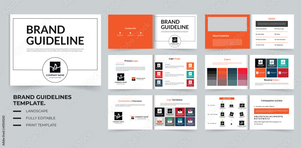 Brand Guideline template or brand identity or brand manual template design