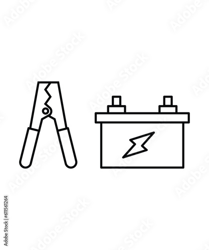 battery with jumper icon, vector best line icon.