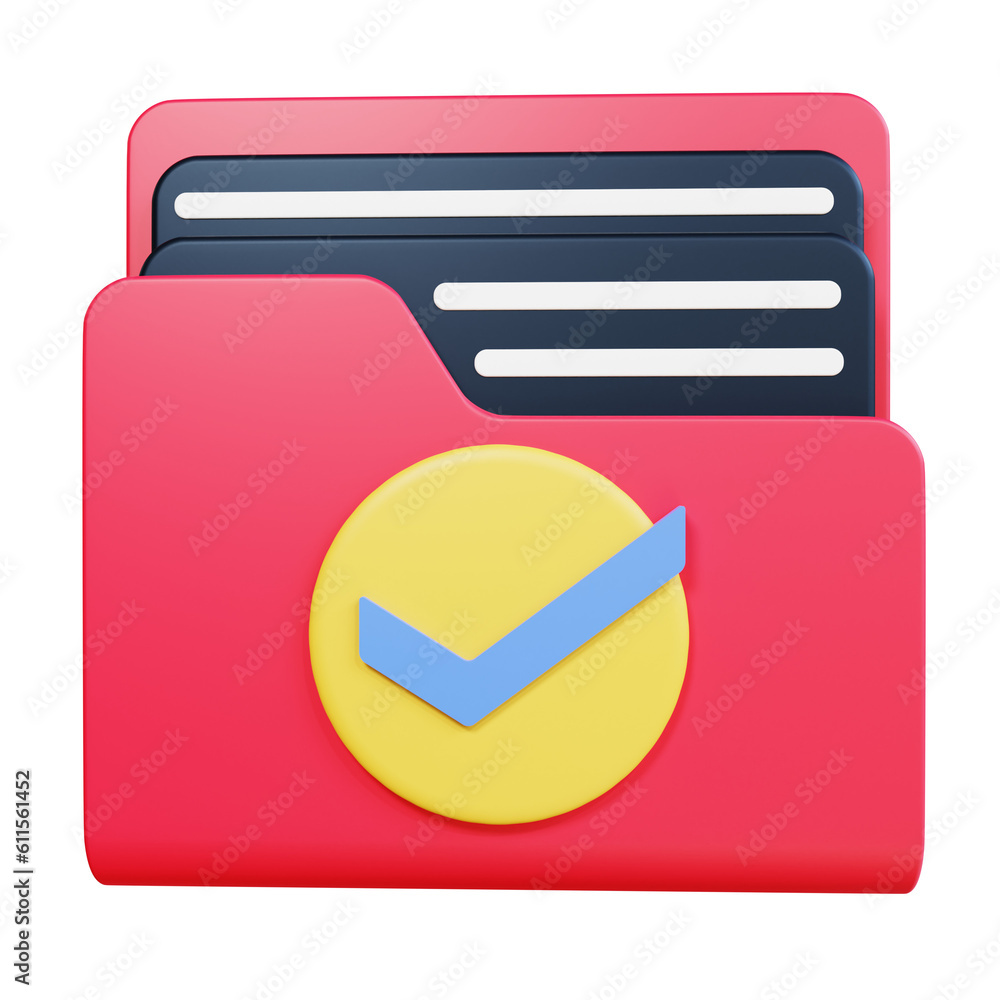 3d rendering Check Folder icon object 3d rendering Check Folder icon object
