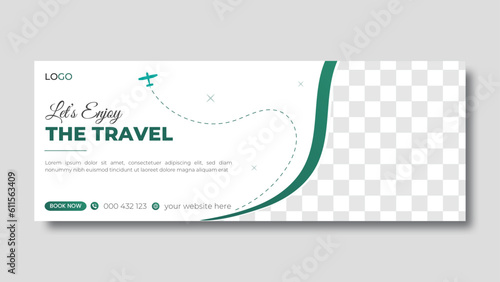 Modern abstract green color  travel Facebook cover design vector template for travel agency, Social media cover or banner., Corporate business cover layout, fully editable.