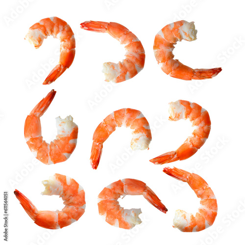 set of shrimps on transparent png