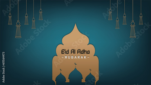 Minimalist template design poster banner background for Eid al-Adha celebration of Muslims