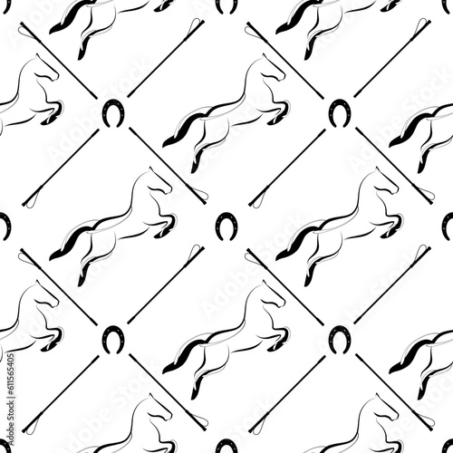 Jumping horse seamless vector pattern