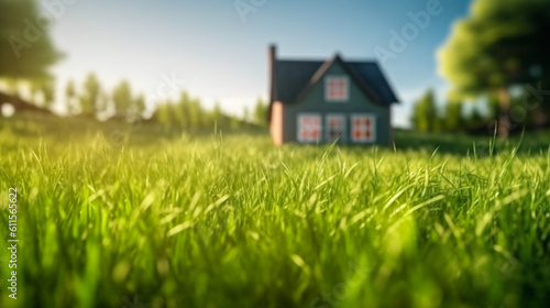 Wallpaper Mural Land scape image of Extensive lawn and house, the sun on the horizon. Generative Ai Torontodigital.ca