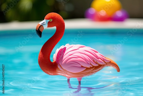 sunbathing flamingo with generative ai