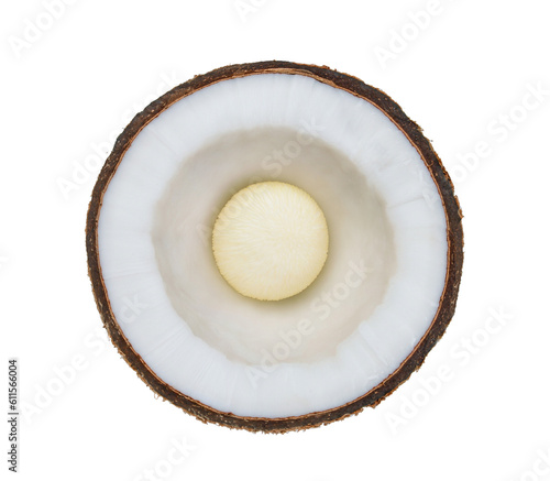 Coconut. Half isolated on transparent png