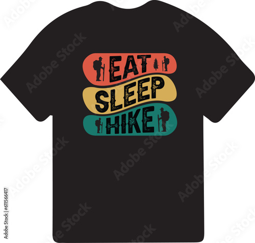 Hiking t-shirt design. Wild, mountain, Hiker, and adventure silhouettes Vector illustration.