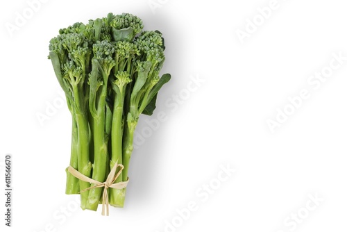 Green sprouting broccoli or Green baby broccoli on white background with clipping path. photo