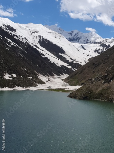 lake in the mountains, clear view mountain fresh weather, winter 