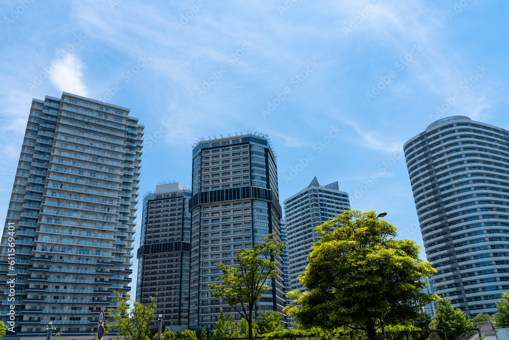 神奈川県横浜市　みなとみらい高層マンション群の風景