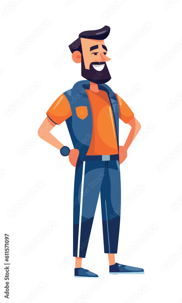 bearded man standing in casual clothes