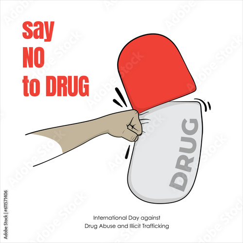 Punching drug hand drawn illustration design for say no to drug poster campaign template