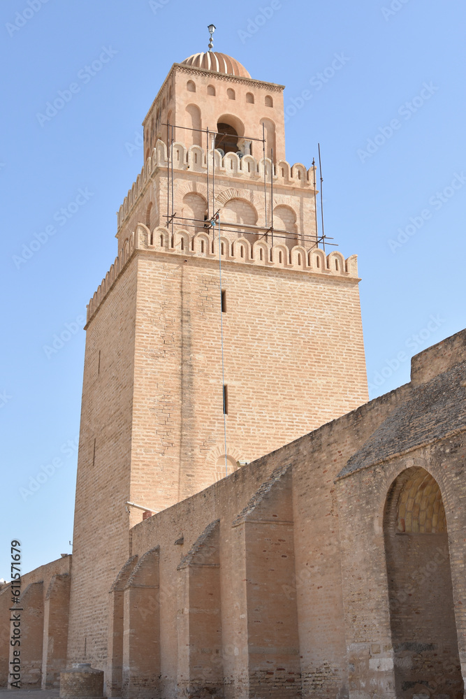 Minaret of the Great Mosque of Kairouan (Mosque of Uqba), Exterior View, Tunisia