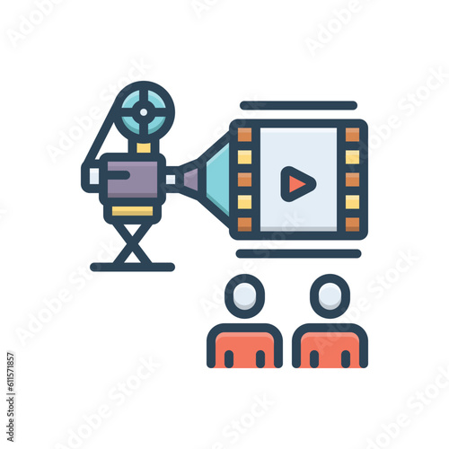 Color illustration icon for movies