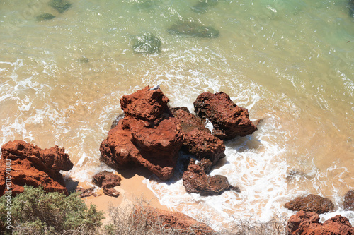 Top view of rocks in the ocean 