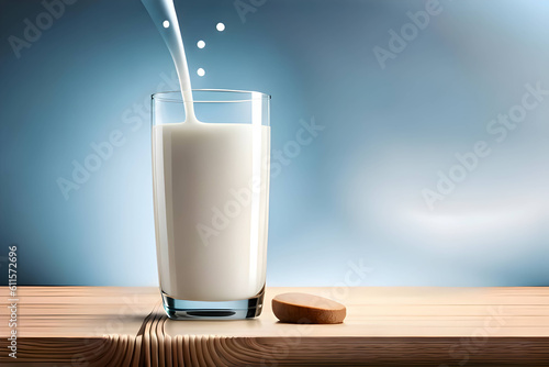 glass of milk on the table with a osmania biscuite photo