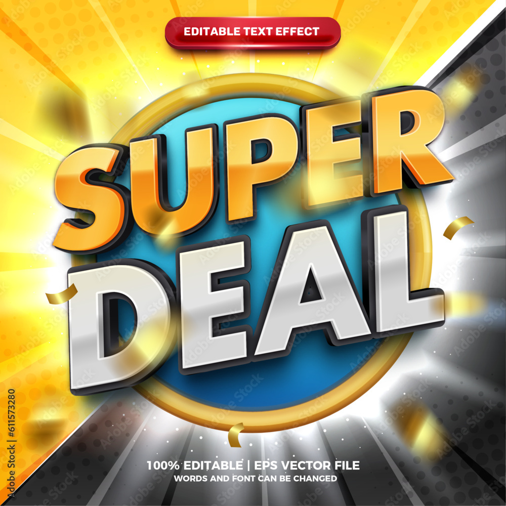 Super Deal Promo bold 3d editable text effect