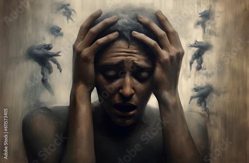 portrait of a person anxiety, negative emotion, depression, 