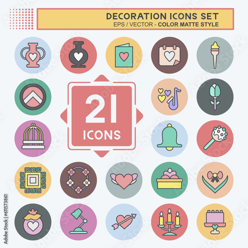 Icon Set Decoration. related to Education symbol. color mate style. simple design editable. simple illustration