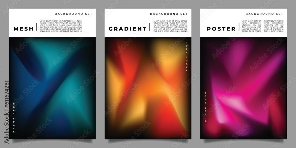 Colorful fluid gradient mesh vertical background template copy space. Colour gradation backdrop design for poster, banner, leaflet, flyer, brochure, or cover.