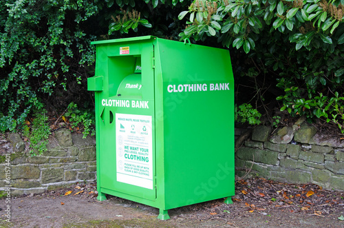 Fotografie Metal clothing bank deposit container
