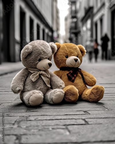 Best Friends Teddy bears Concept of love, family and friendship. valentine's day. Generative AI