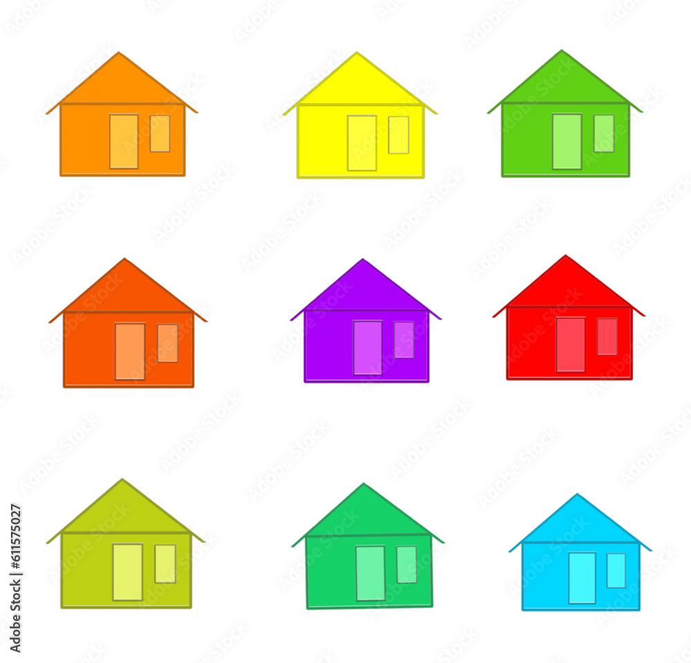 some colorful house arrangement with white background some colorful house arrangement with white background