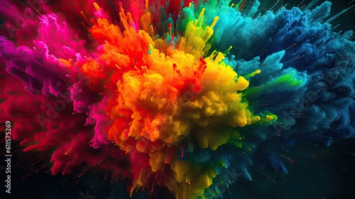 Explosions of colors on a picture, many colors, dynamic, modern, visual effect