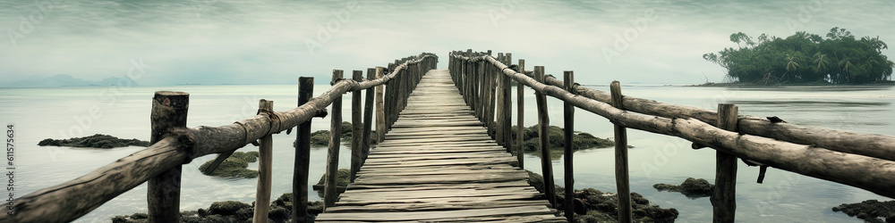 Water Villas (Bungalows) and wooden bridge at Tropical beach in the Maldives at summer day Generative AI Water Villas (Bungalows) and wooden bridge at Tropical beach in the Maldives at summer day Generative AI
