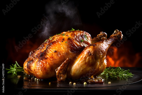 roasted chicken on the grill	 photo