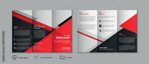 Trifold brochure template, three fold cover page, three fold brochure background layout design with mockup