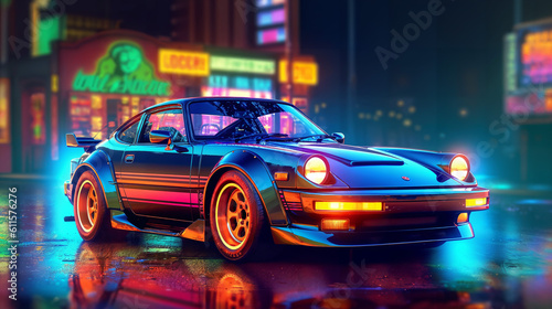 a car that is sitting in the street, neon movie still, computer game art, cinemascope panorama,  © Vitaliy