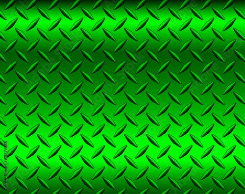Green metal background with diamond plate texture pattern.
